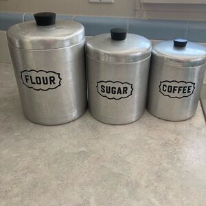 Vintage Aluminum Canister Set - Silver